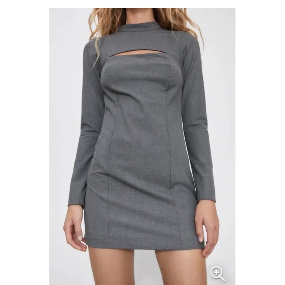 Zara houndstooth cut out dress